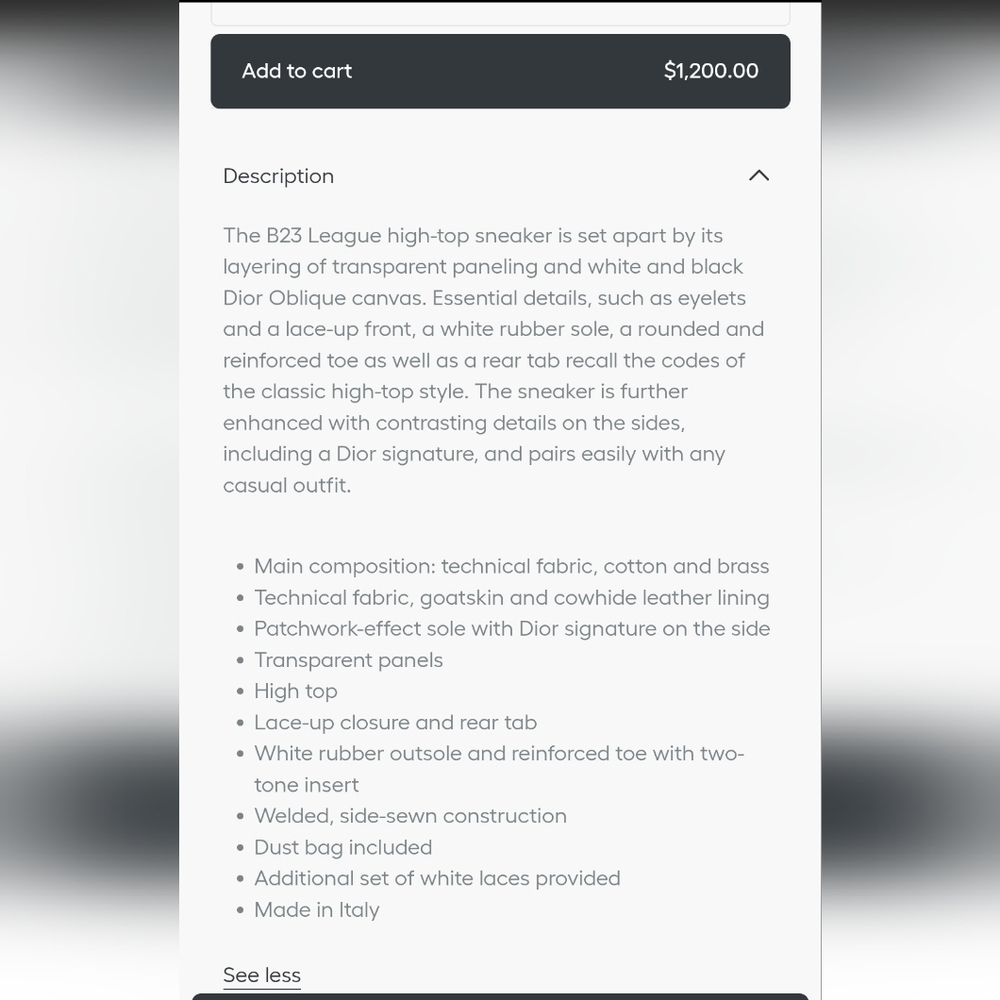 Christian Dior B23 League HighTop Oblique Patchwork White Black Sneakers Mens 7 - Picture 15 of 16